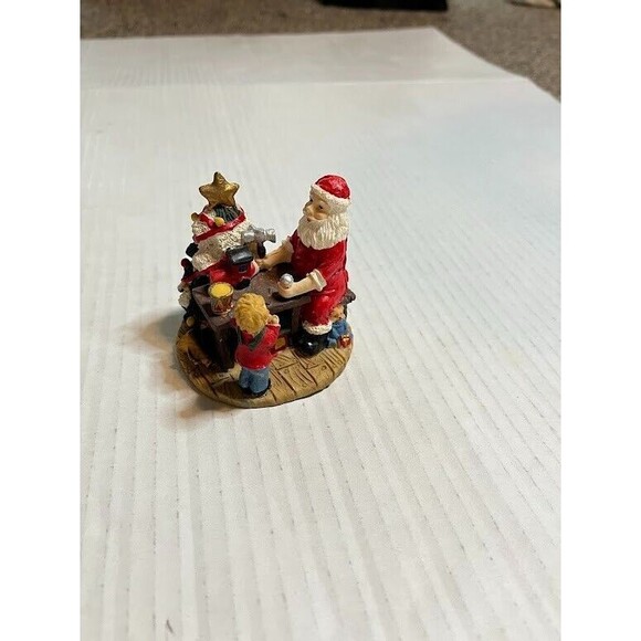 Vtg Christmas Mini Resin Santa’s Workshop Figurine Shelf Table Decor Kitsch - Picture 5 of 5